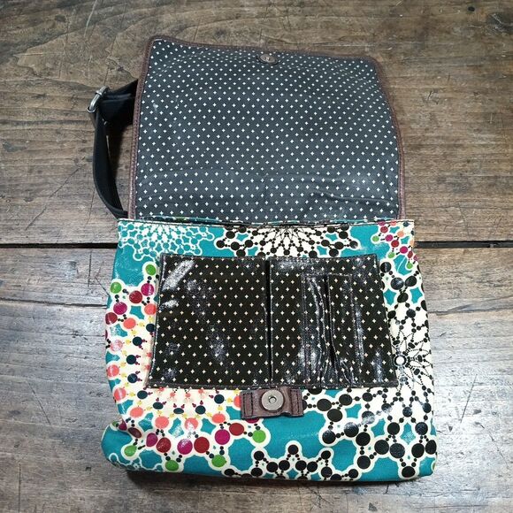 Fossil Key Per Coated Crossbody Bag Purse Tote Pockets - Picture 9 of 13